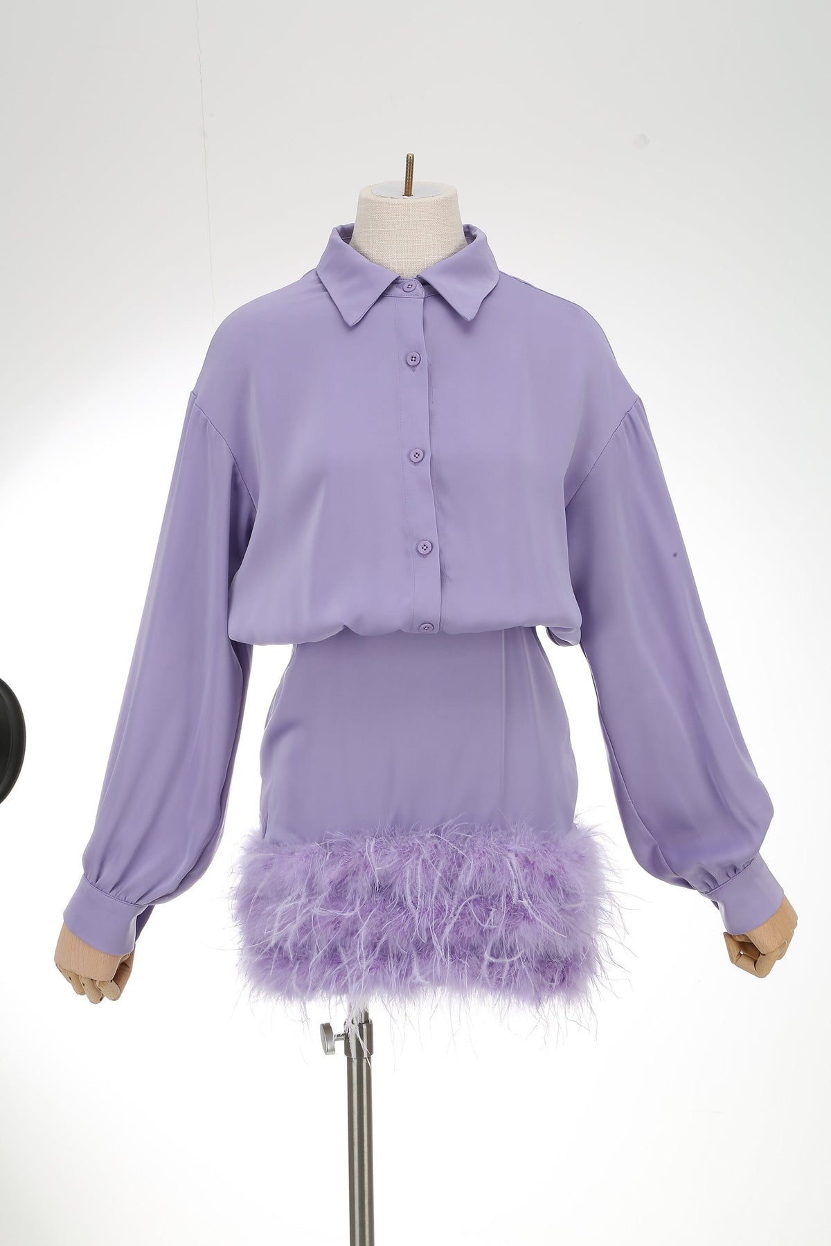 Feather Long Sleeve Shirt Dress Flowering Girl