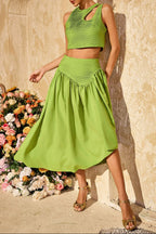 Sleeveless Ruched Skirt Set Flowering Girl