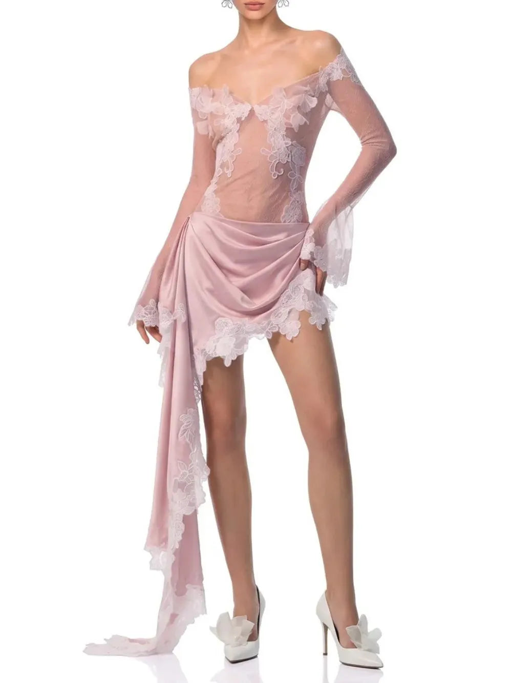 Ruskai Lace Draped Skirt Set Flowering Girl