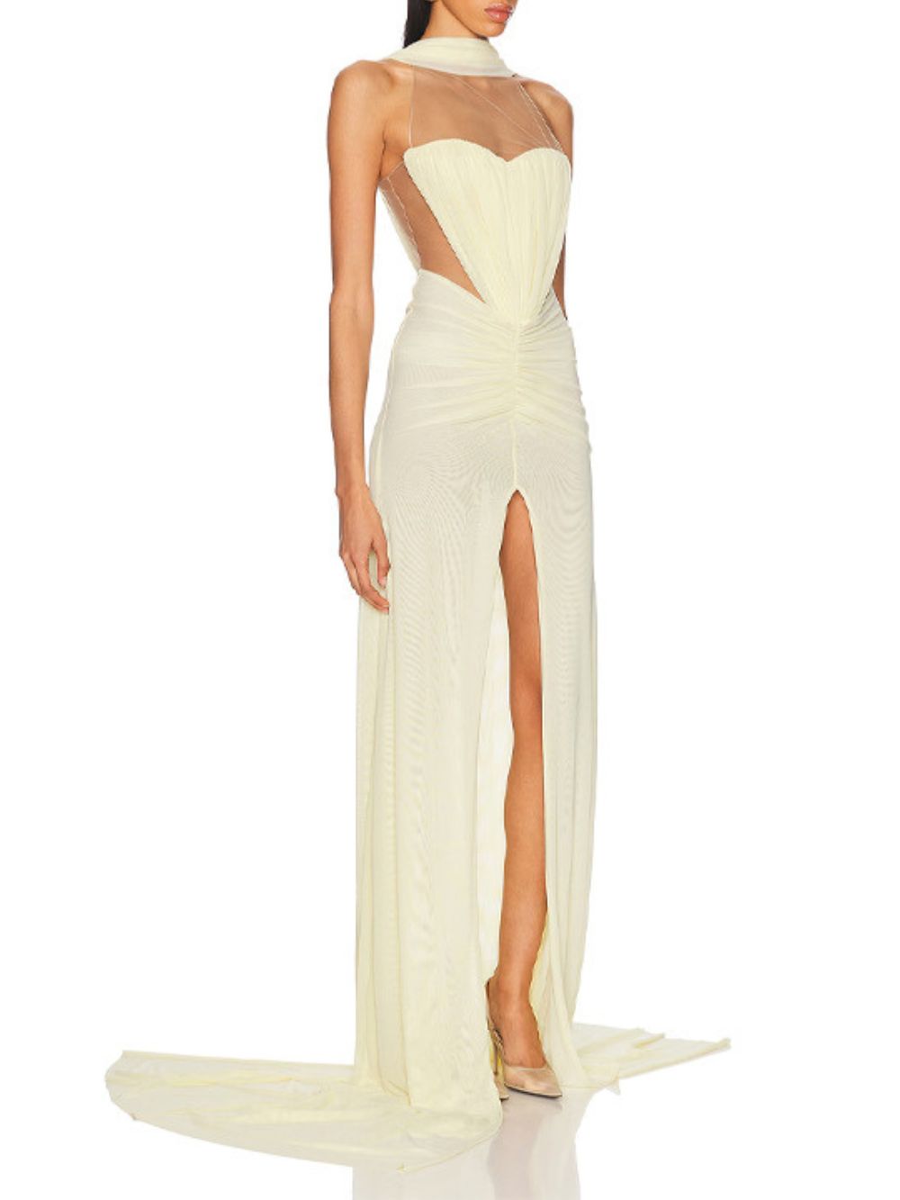 Merab Yellow Slit Maxi Dress Flowering Girl