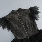 Black Floral Lace Fit-And-Flare Dress Flowering Girl