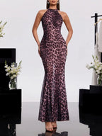 Sorexan Halterneck Leopard Maxi Dress Flowering Girl