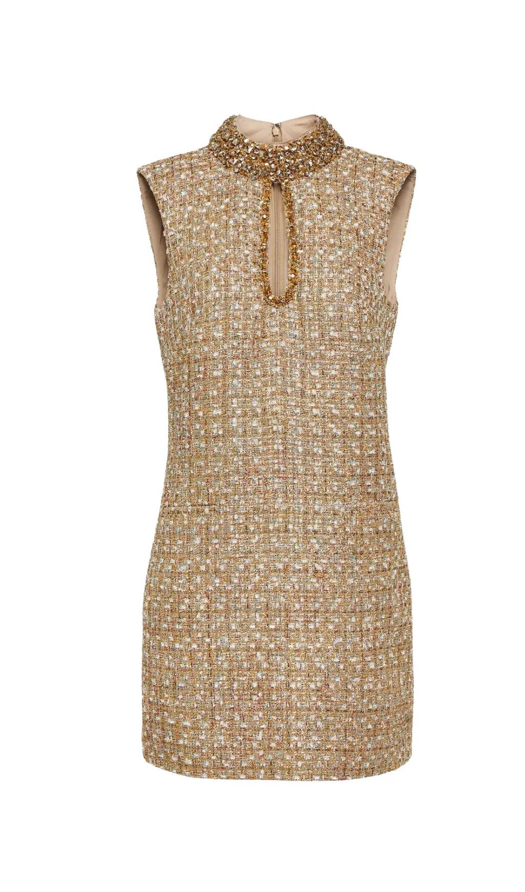 Adelle Gold Embellished Bouclé Mini Dress Flowering Girl