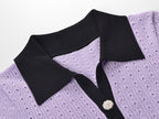 Lilac Pointelle Knit Mini Dress Flowering Girl