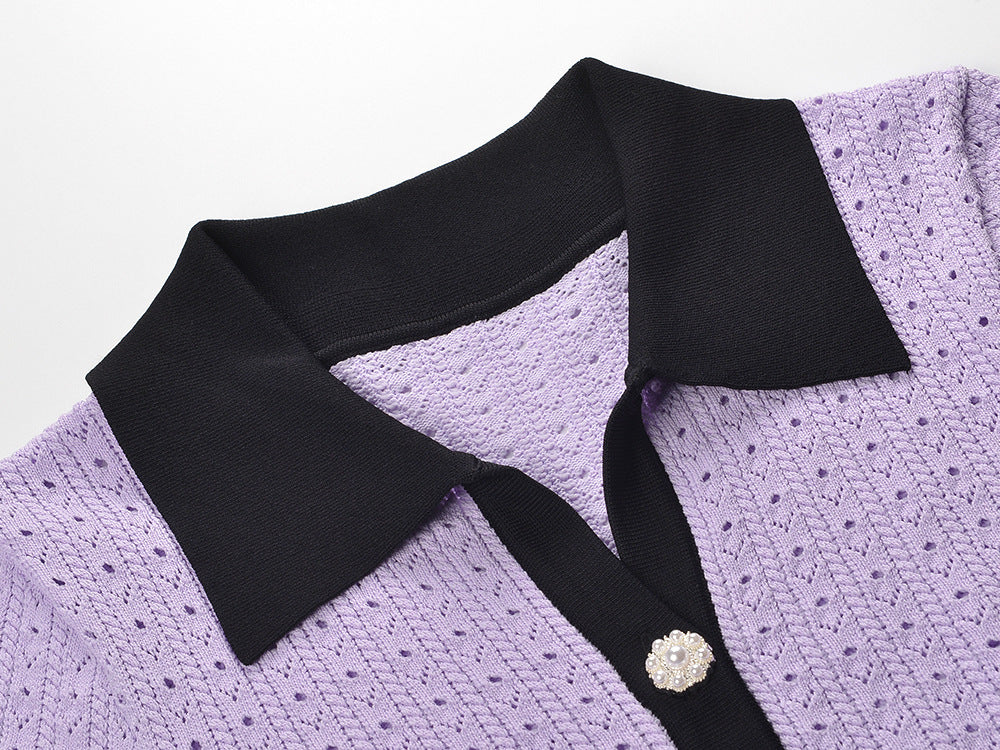 Lilac Pointelle Knit Mini Dress Flowering Girl
