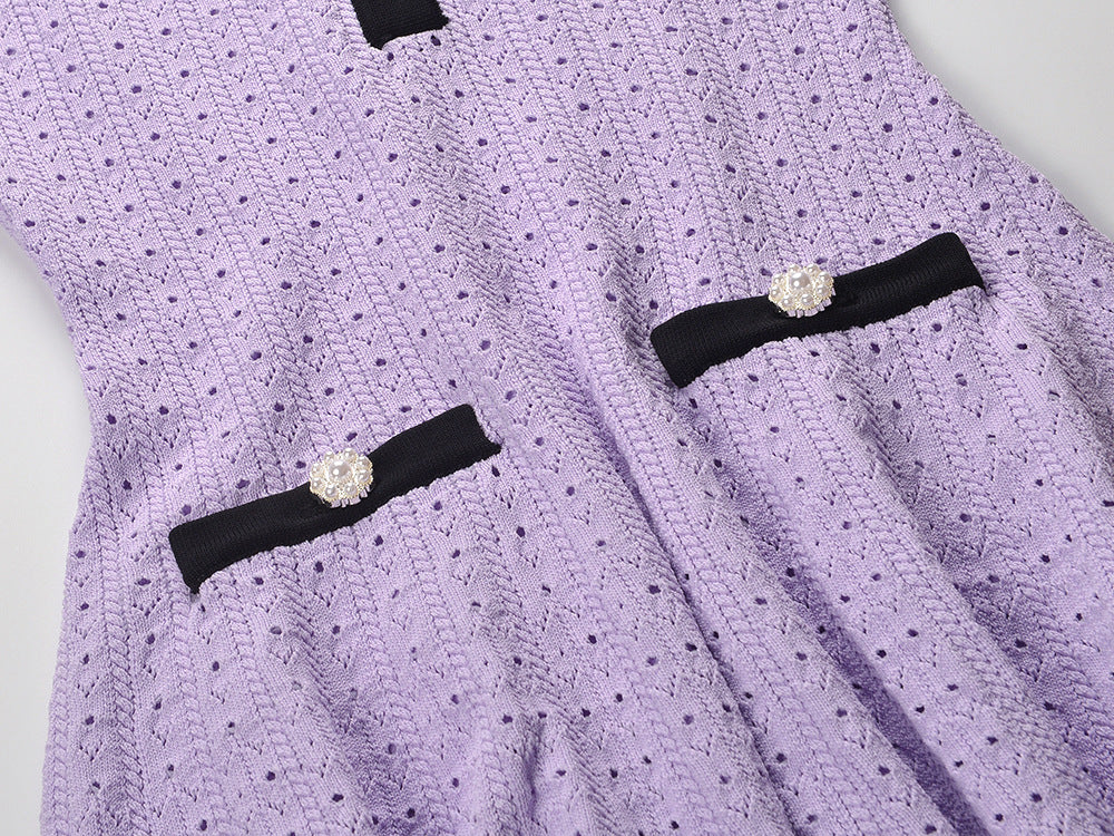 Lilac Pointelle Knit Mini Dress Flowering Girl