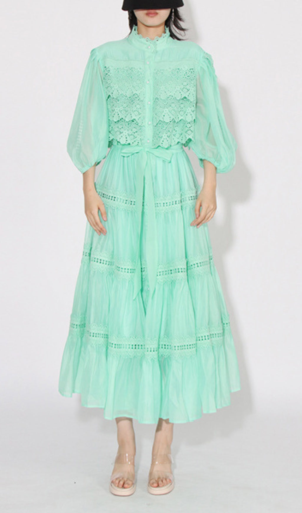Astrea Puff Sleeve Embroidery Maxi Dress Flowering Girl