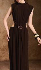 Hanna Coffee Backless Two-Piece Set Flowering Girl