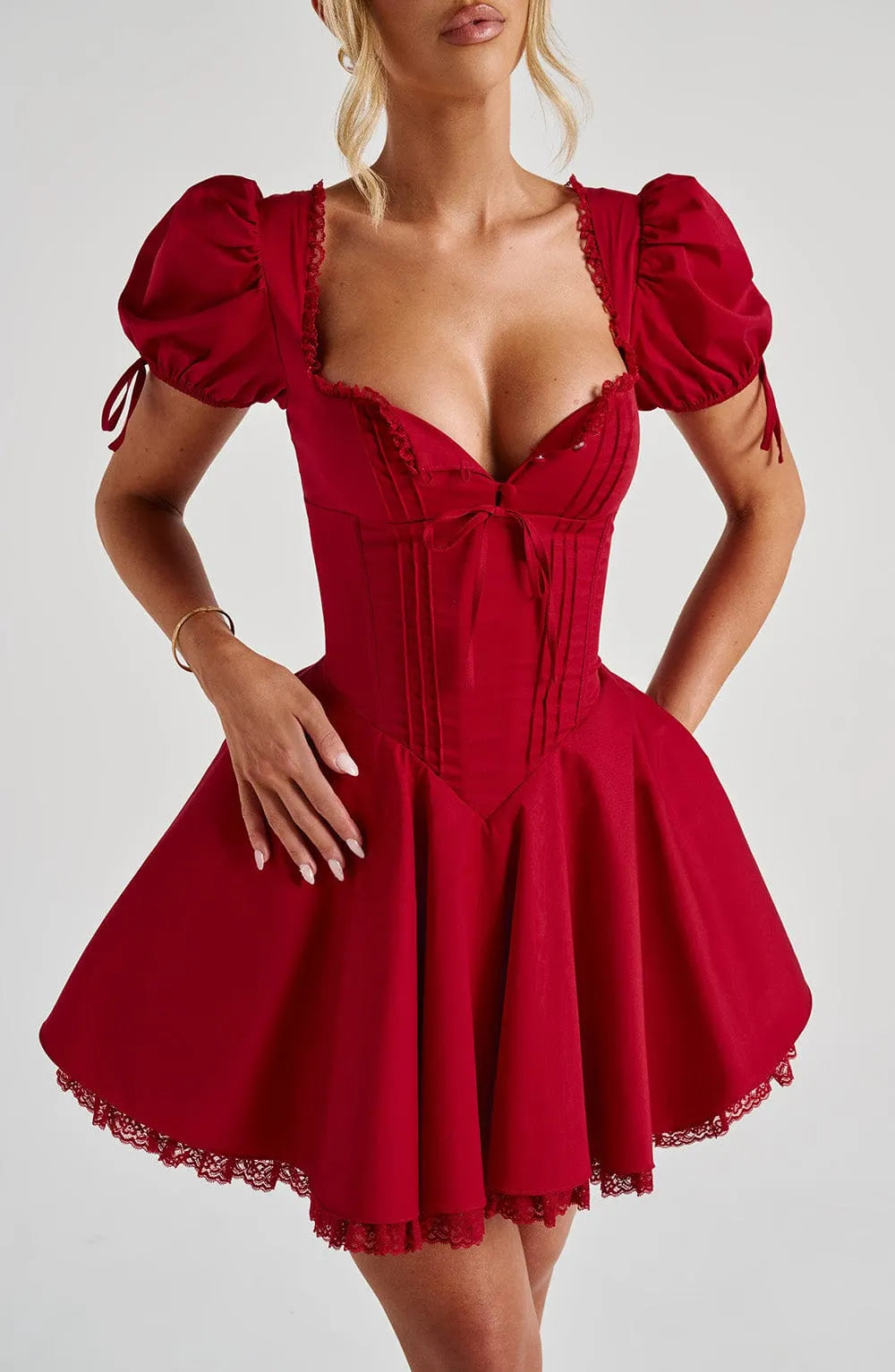 Annie Mini Dress - Red Flowering Girl