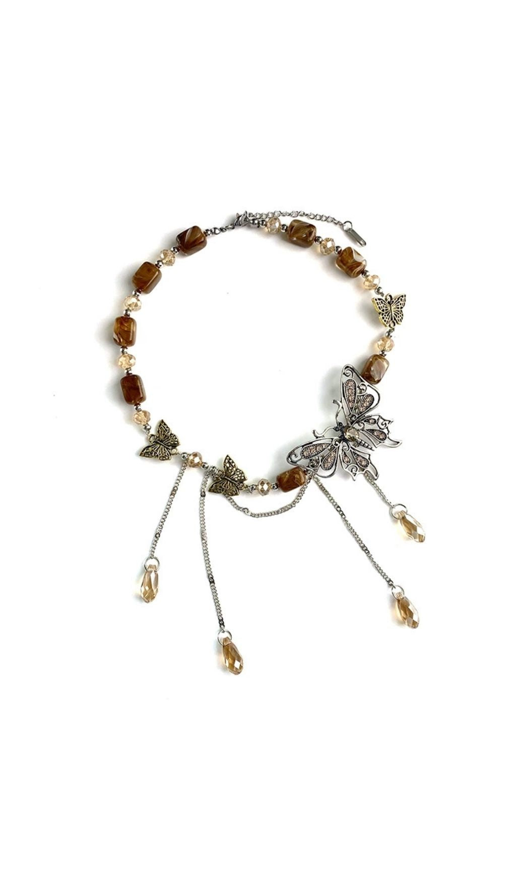 Khaza Teardrop Tassel Butterfly Necklace Flowering Girl