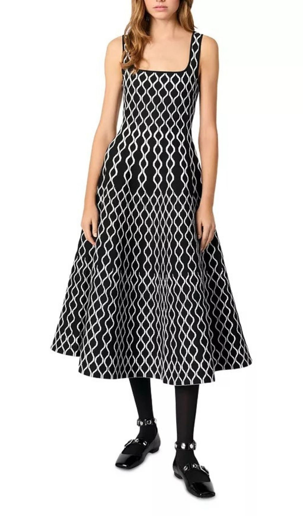 Jacquard Knit Midi Dress Flowering Girl
