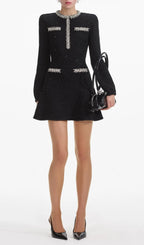 Black Sequin Knit Mini Dress Flowering Girl
