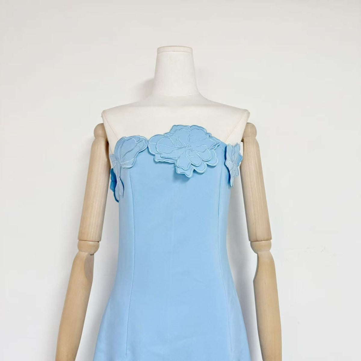Light Blue Structured Crepe Column Dress Flowering Girl