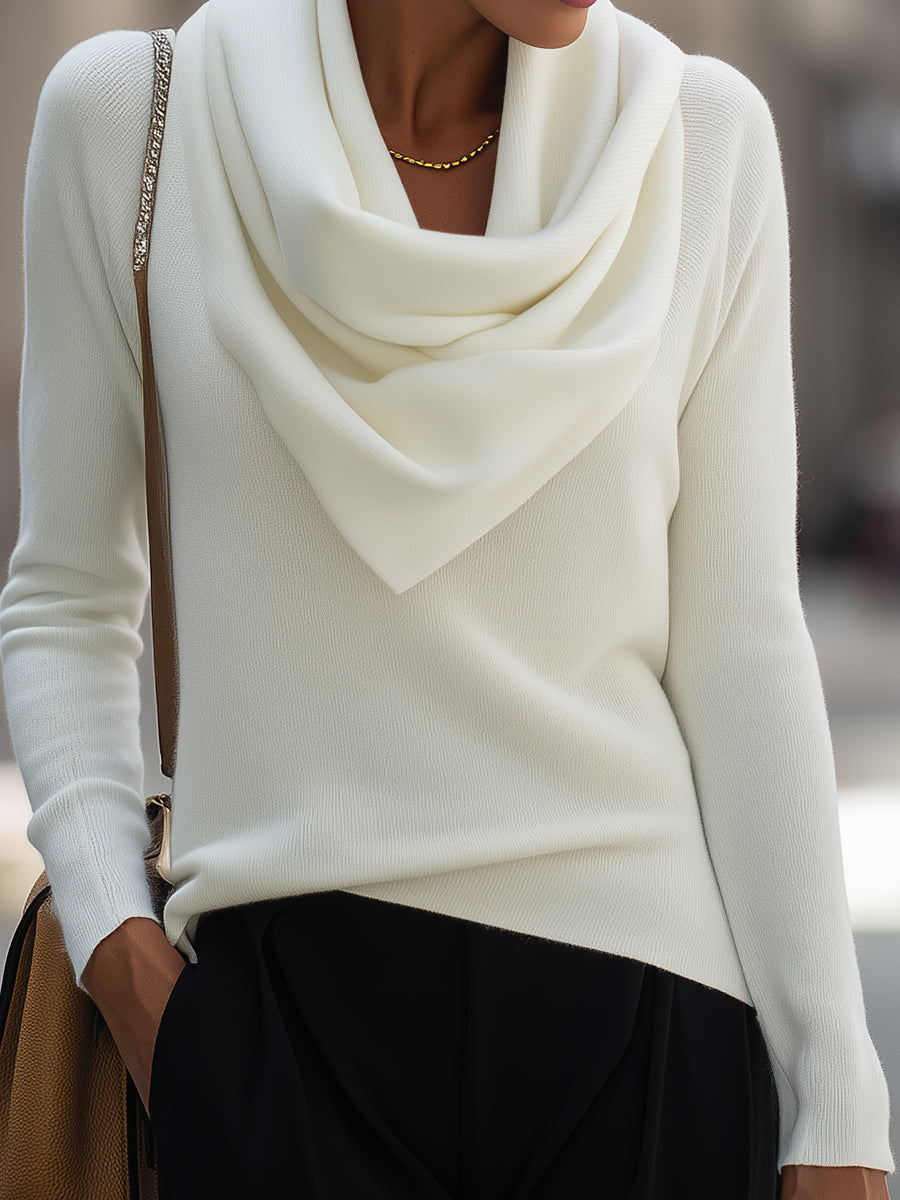 Draped Cowl Neck Long-Sleeve Top Flowering Girl