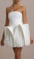 Dietrich White Strapless Flower Mini Dress Flowering Girl