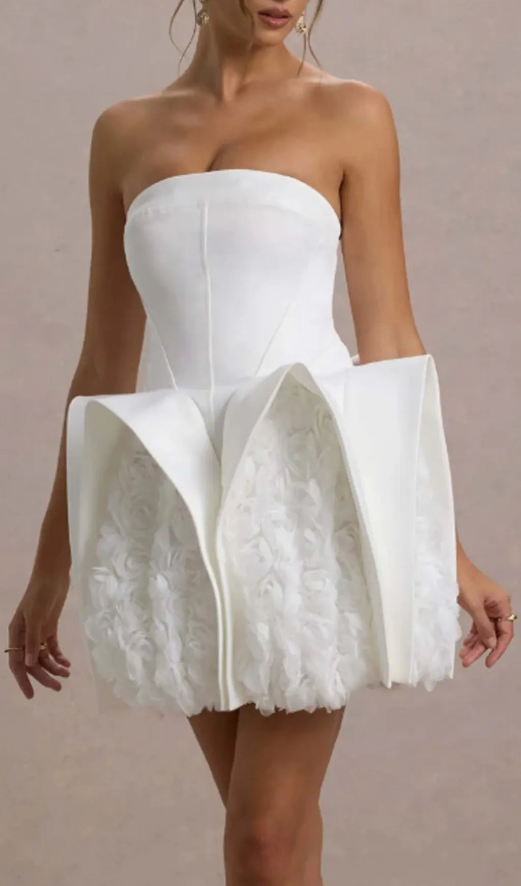 Dietrich White Strapless Flower Mini Dress Flowering Girl
