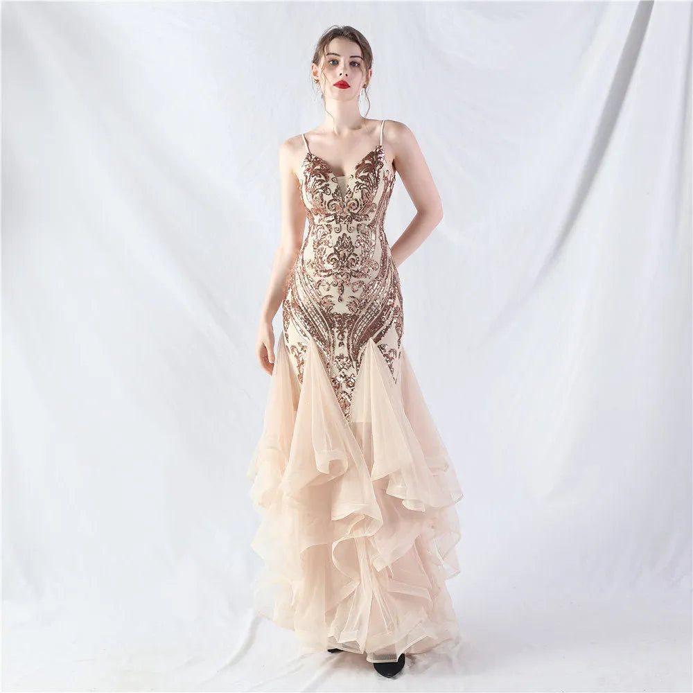 Sequin Slip Tulle Maxi Dress Flowering Girl