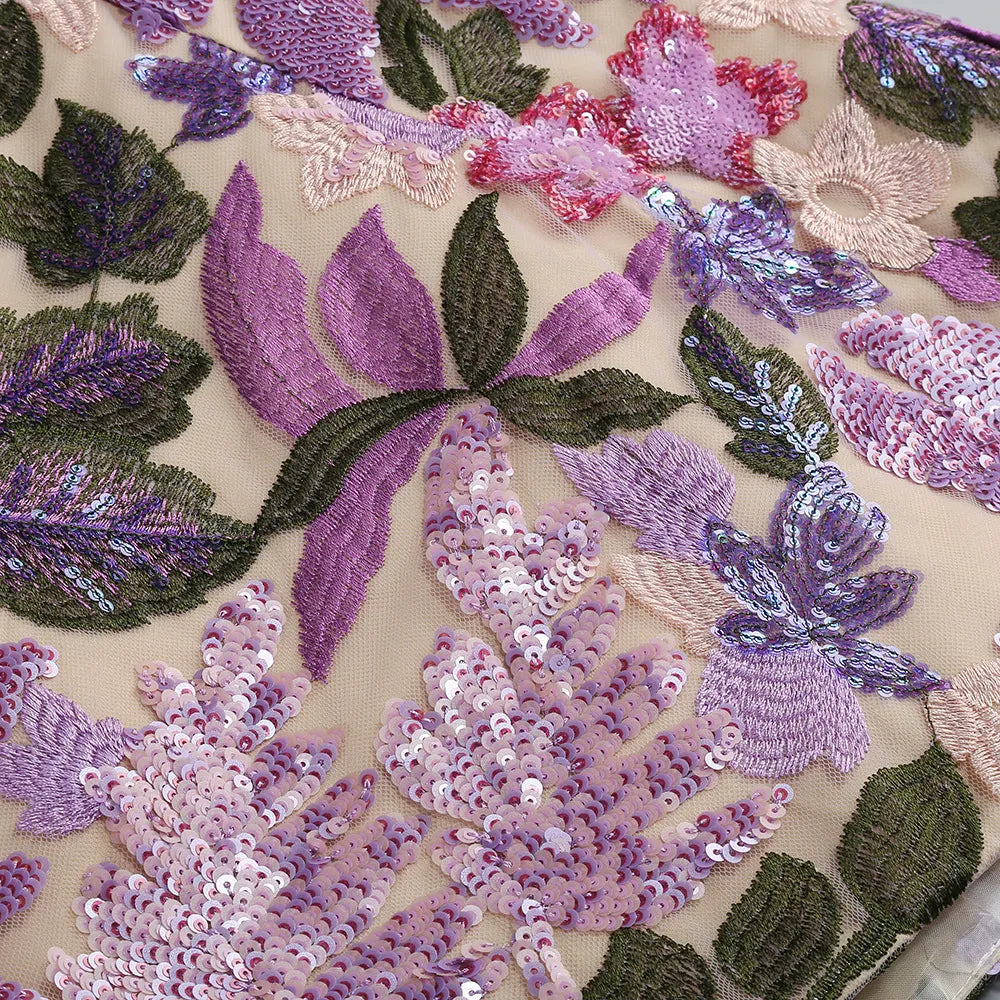 Martine Strapless Flower Sequin Embroidery Mini Dress Flowering Girl