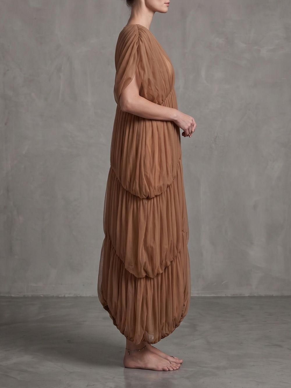 Misa V-Neck Pleated Maxi Dress Flowering Girl