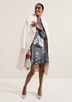 Rhia Silver Sequin Mini Dress Flowering Girl