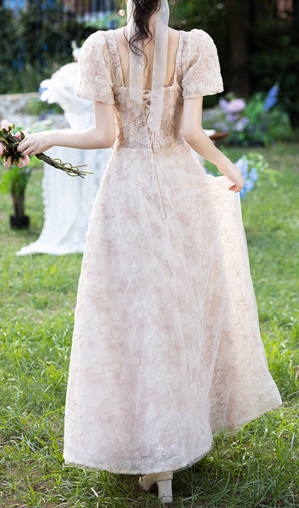 Gable Flower Mesh Maxi Dress Flowering Girl