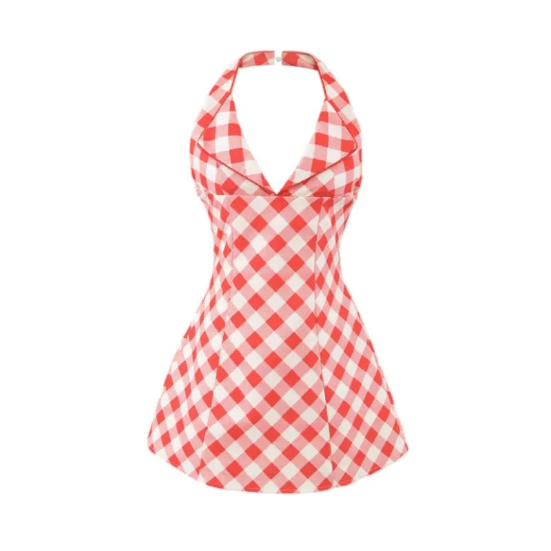 Irela Halter Check Mini Dress Flowering Girl