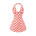 Irela Halter Check Mini Dress Flowering Girl