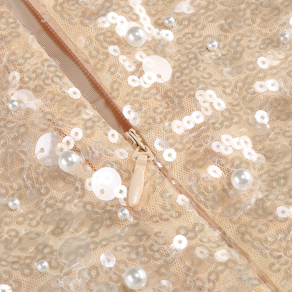 Sequin Embellished Mini Dress In Gold Flowering Girl