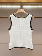 White Textured Knit Fitted Two-Piece Set Flowering Girl