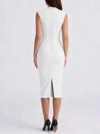 Marixa White V-Neck Bandage Midi Dress Flowering Girl
