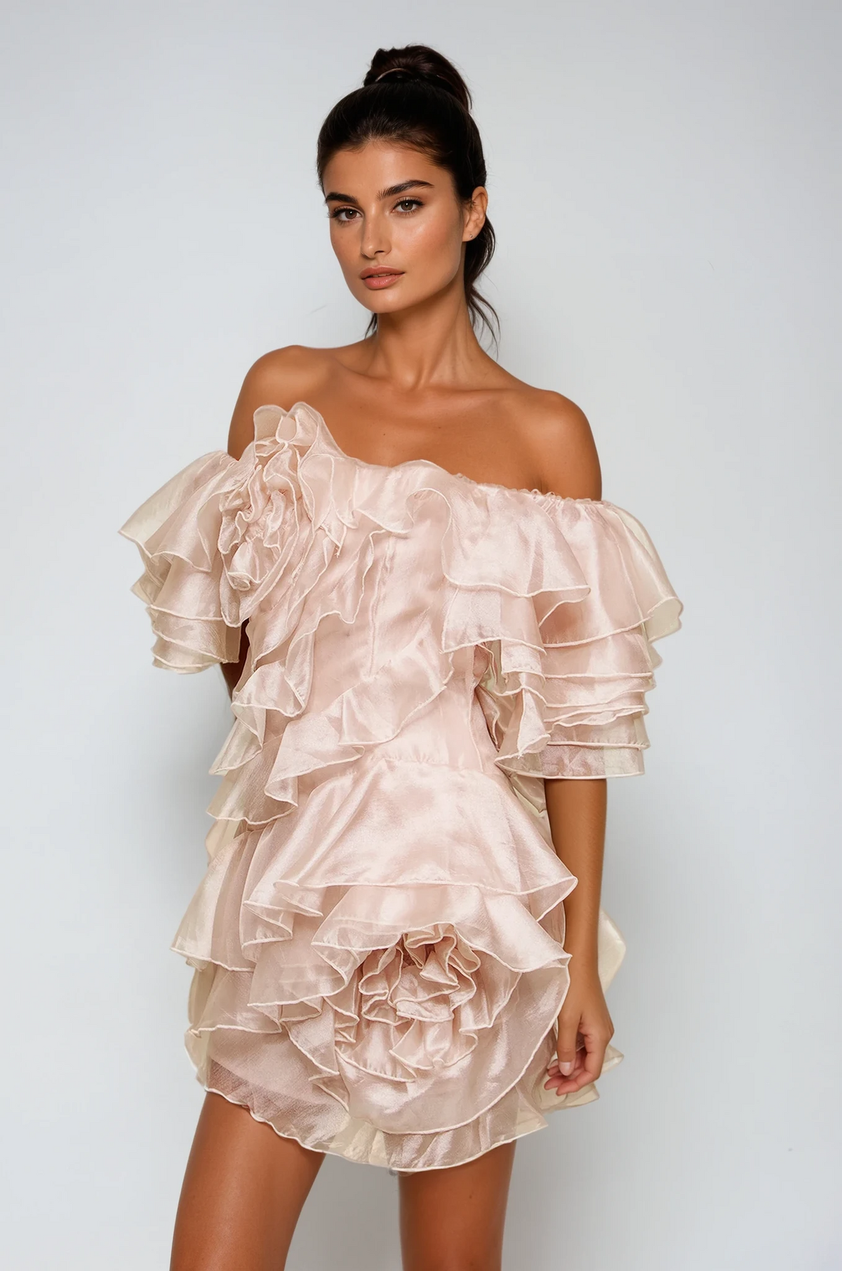 Blandine Ruffle Ruch Mini Dress Flowering Girl