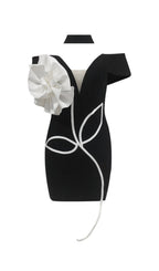 Bibi Black Flower Embellished Mini Dress Flowering Girl