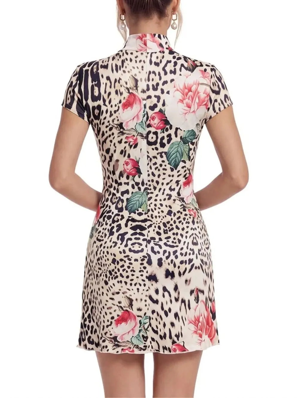 Amdora Leopard Floral Mini Dress Flowering Girl