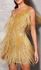 Laniyah Gold Tassel Mini Dress Flowering Girl