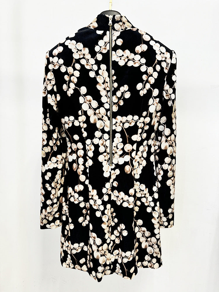 Chaha Redcurrant Print Velvet Mini Dress Flowering Girl