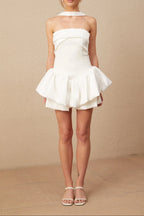 Olivia White Halterneck Ruffled Mini Dress Flowering Girl