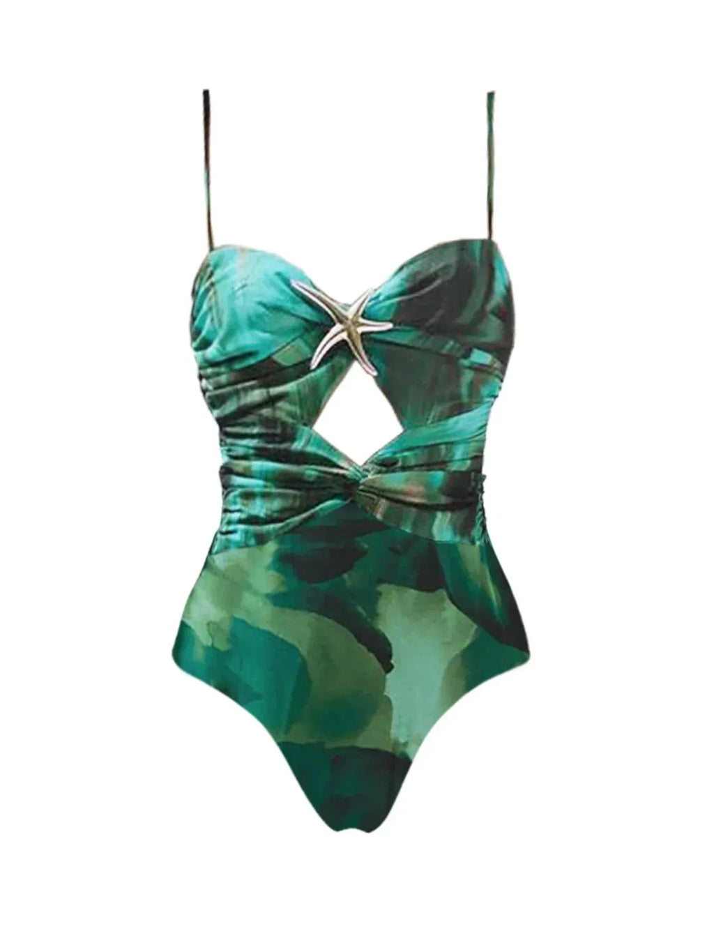 Ink Pattern Print Swimsuit For Women Flowering Girl