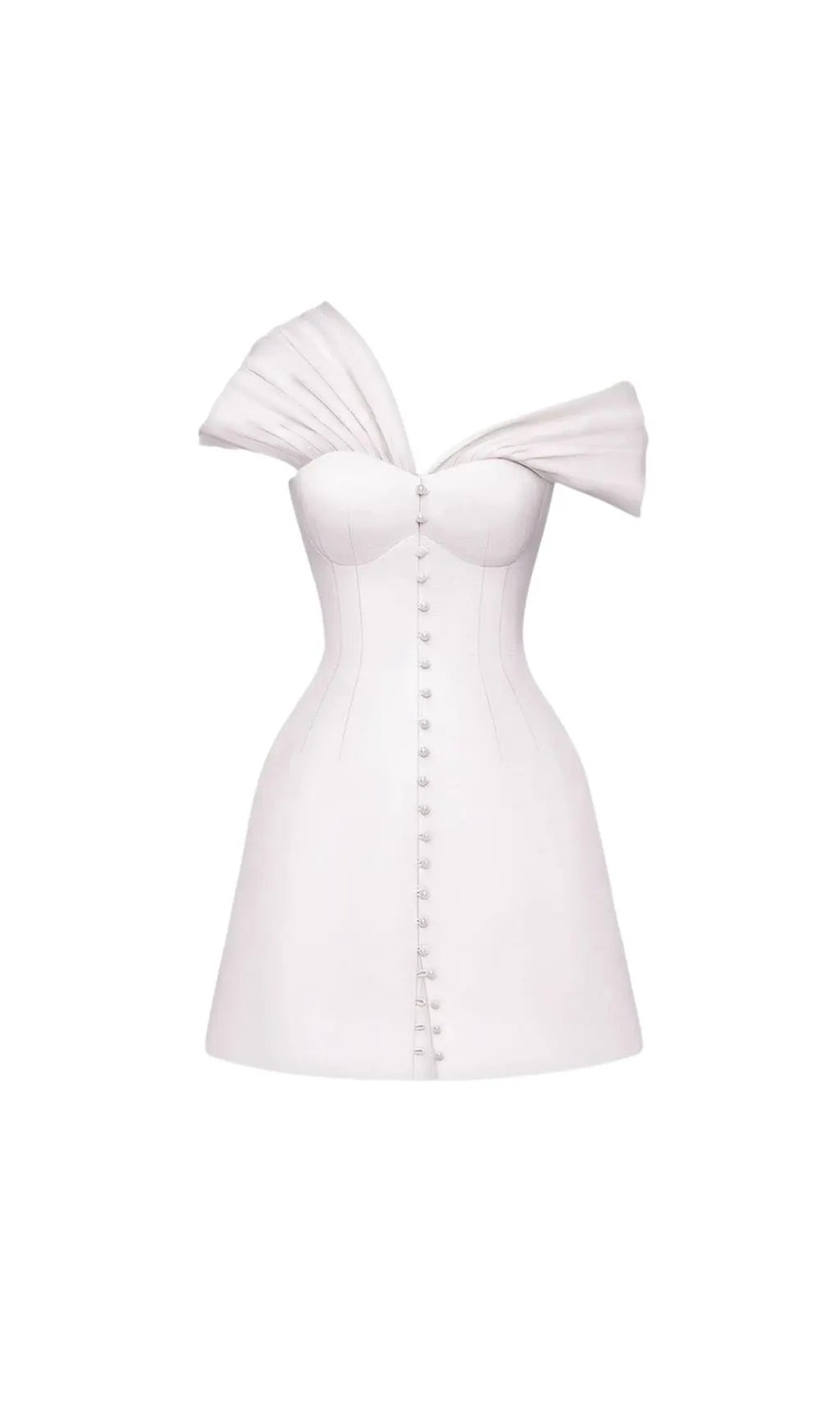 Luzasa Off Shoulder Buttoned Mini Dress - Pink Flowering Girl