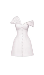 Luzasa Off Shoulder Buttoned Mini Dress - Pink Flowering Girl
