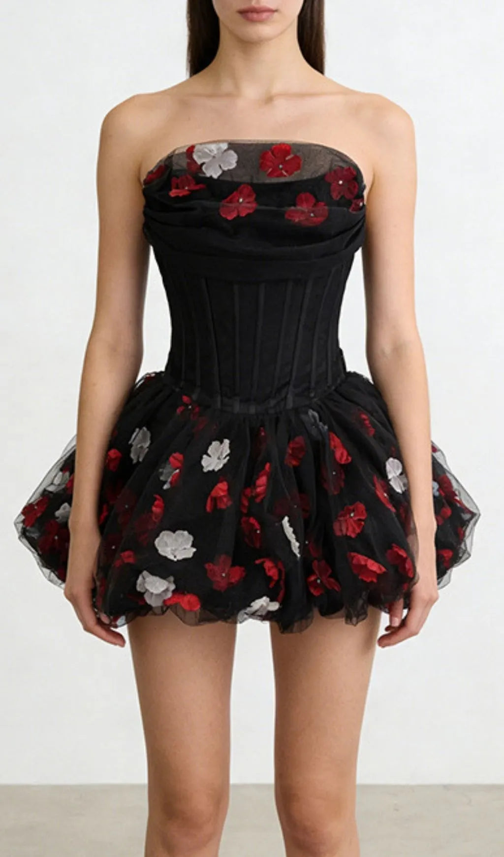 Kalani Strapless Corset Flower Mini Dress Flowering Girl