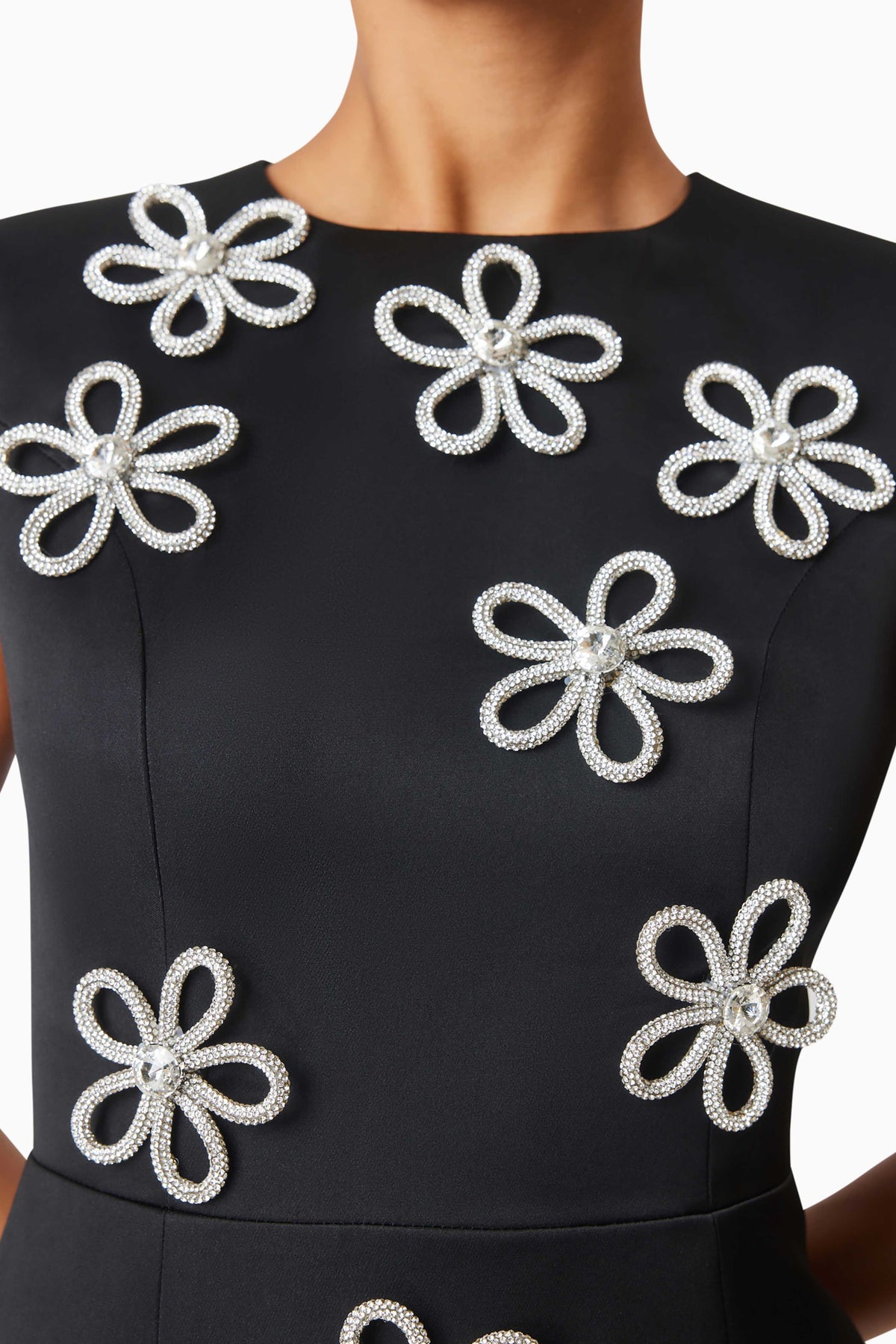 Maiara Diamante Mini Dress In Black Flowering Girl