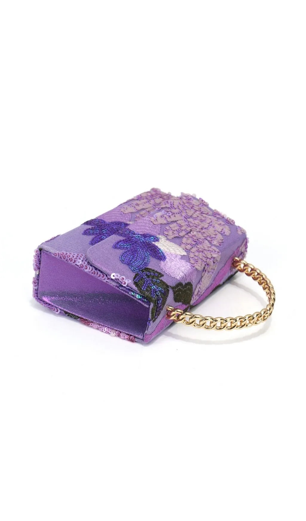 Laylani Purple Flower Embroidery Sequin Handbag Flowering Girl