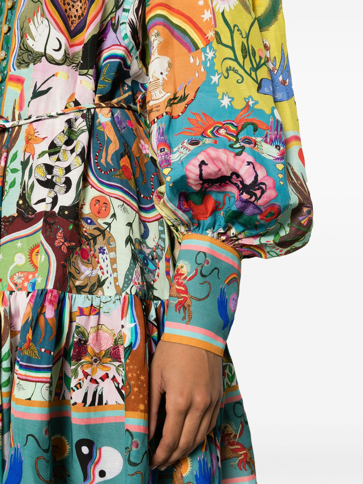 BLUE EVERGREEN ARTWORK-PRINT MINI DRESS Flowering Girl