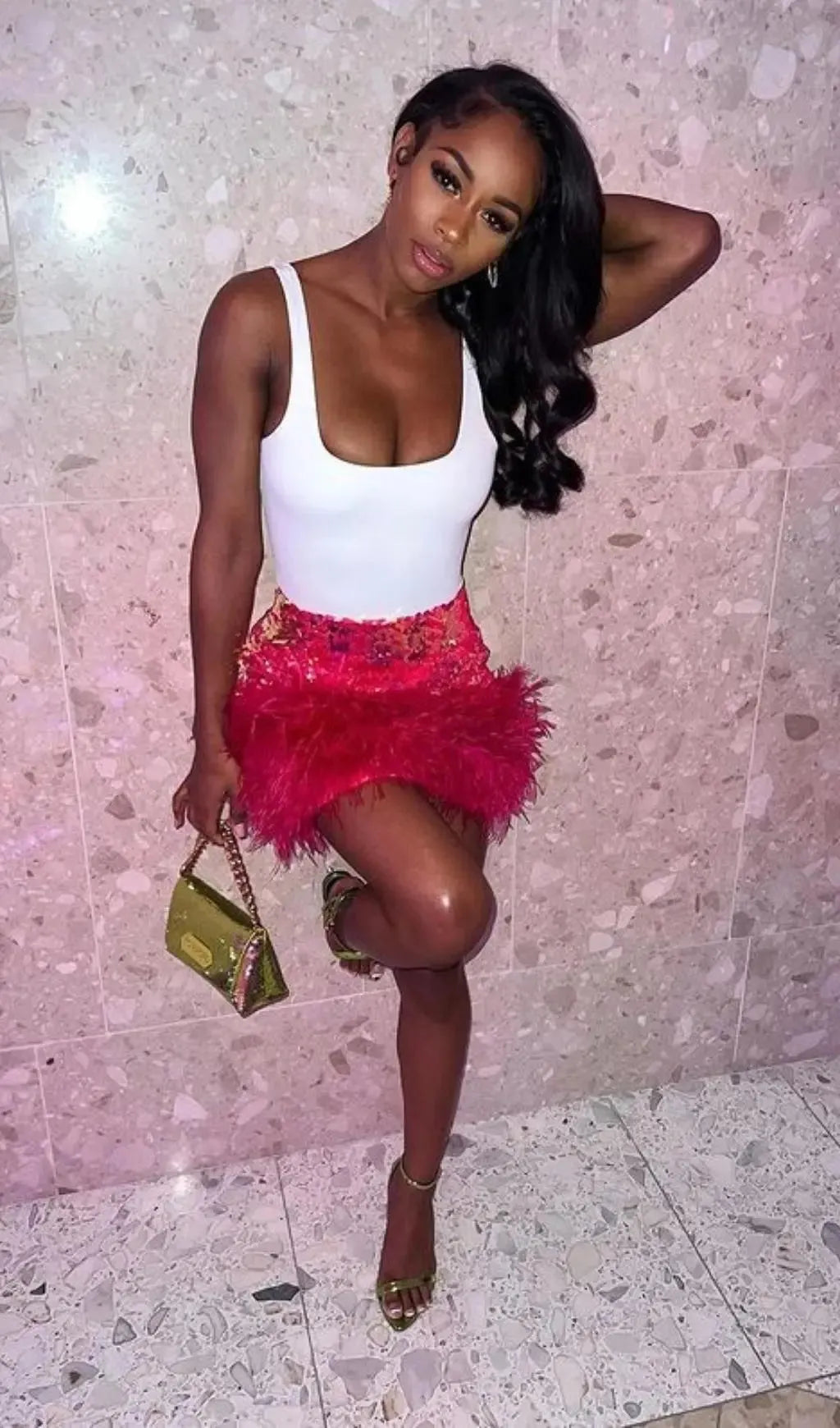 Sequin Feather Mini Skirt Flowering Girl