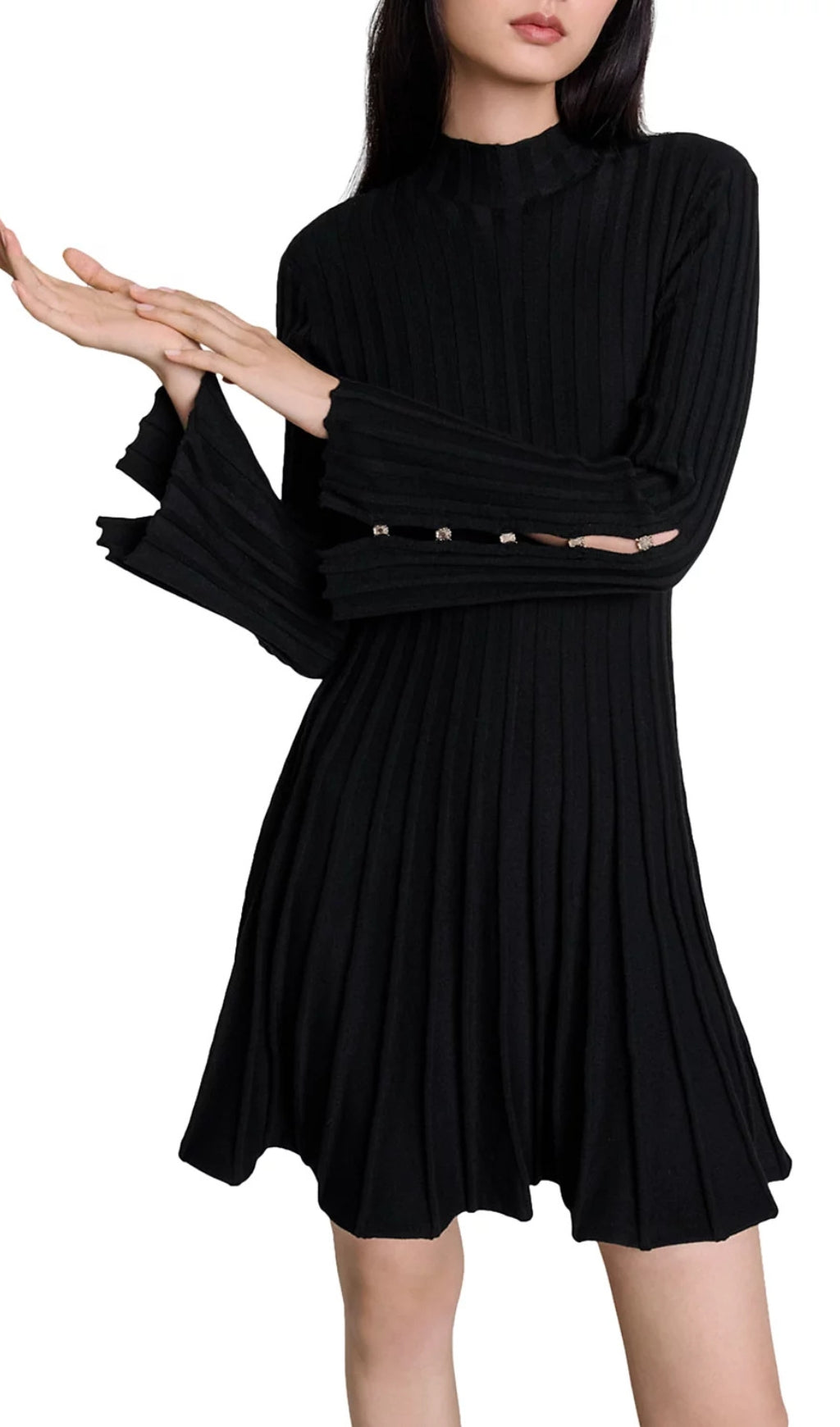 Raffie Ribbed Flared Dress Flowering Girl