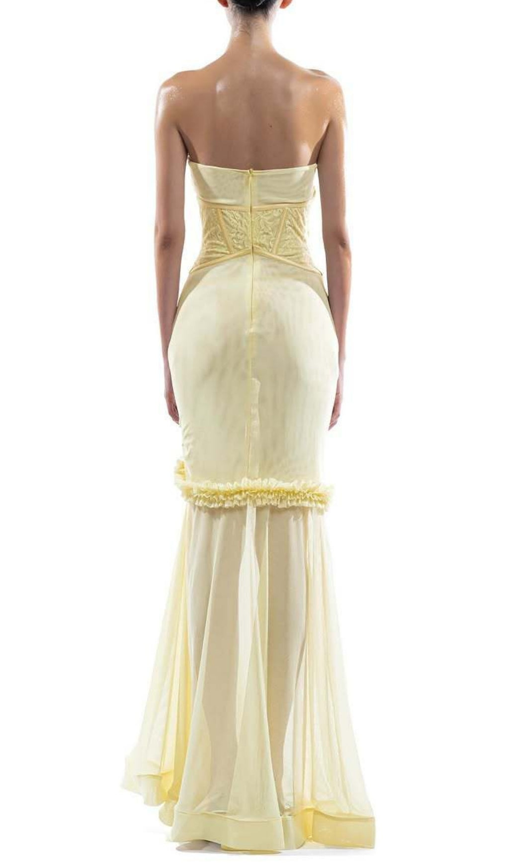 Evren Yellow Strapless Corset Maxi Dress Flowering Girl