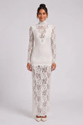 Off-White Floral Lace Sheath Gown Flowering Girl