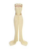 Merab Yellow Slit Maxi Dress Flowering Girl