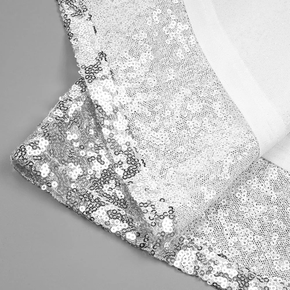Crop Top Drape Skirt Set In Silver Flowering Girl