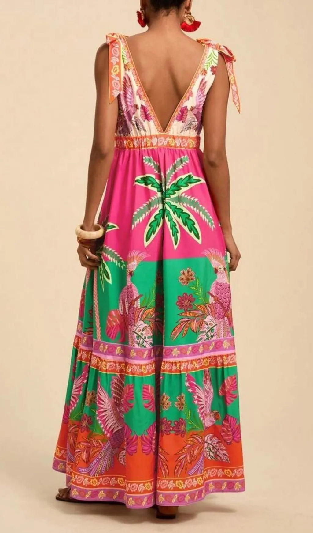 Laken Printed V-Neck Maxi Dress Flowering Girl